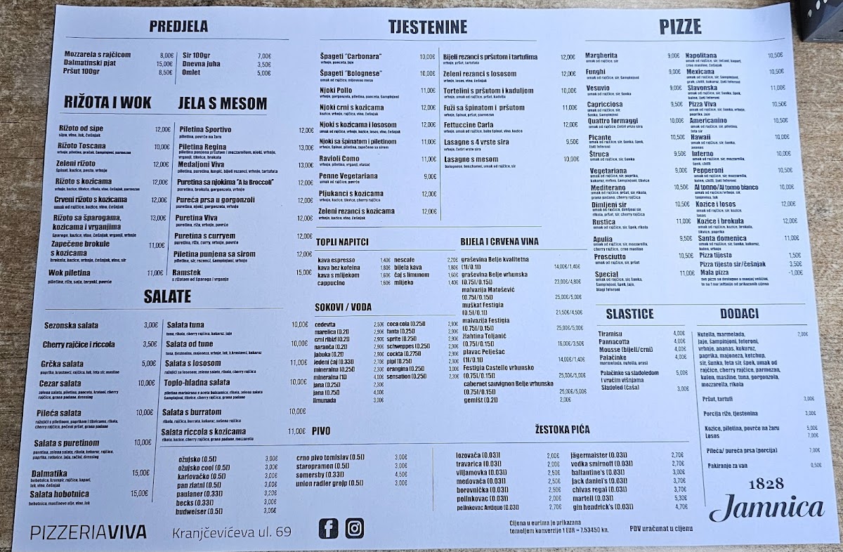 Pizzeria Viva Menu - Image 1
